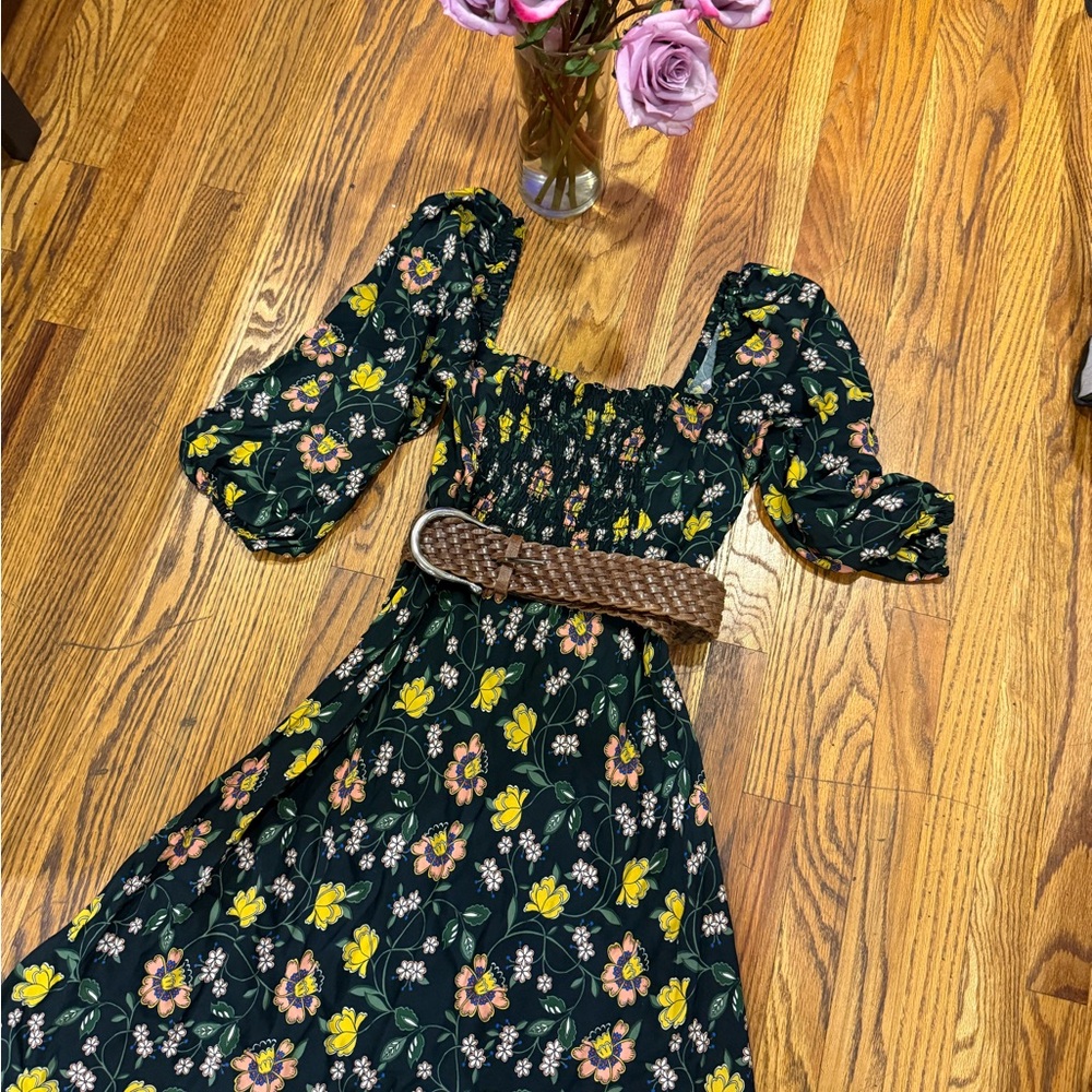 Velvet by Graham & Spencer Black Floral Kids Dress